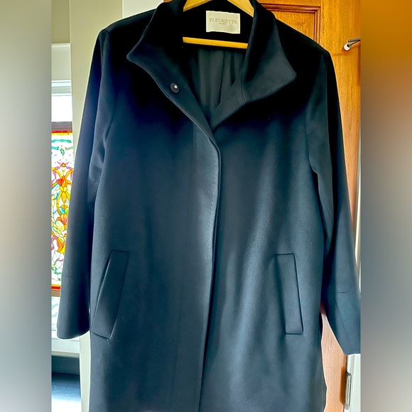 Fleurette Black 100% Wool Peacoat size 20 - Picture 1 of 4
